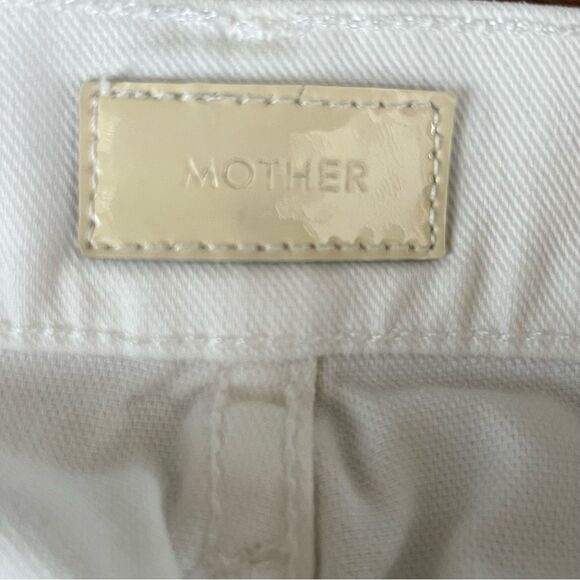 MOTHER White Jeans Size 31 The Drop Out in Broken Glass Straight Leg Crop - Picture 5 of 8